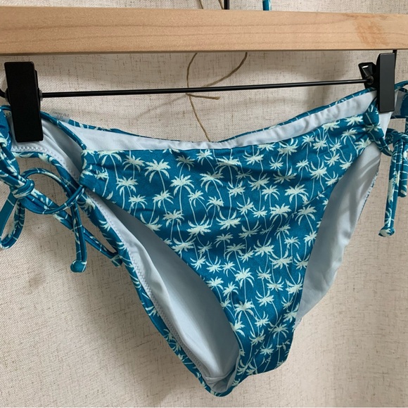 Victorias Secret Blue Palm Tree Underwire Balconette Bikini Top and Bottom M 34C - Picture 4 of 7